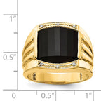 IB Goodman 14k Barrel Onyx and AAA Diamond Mens Ring