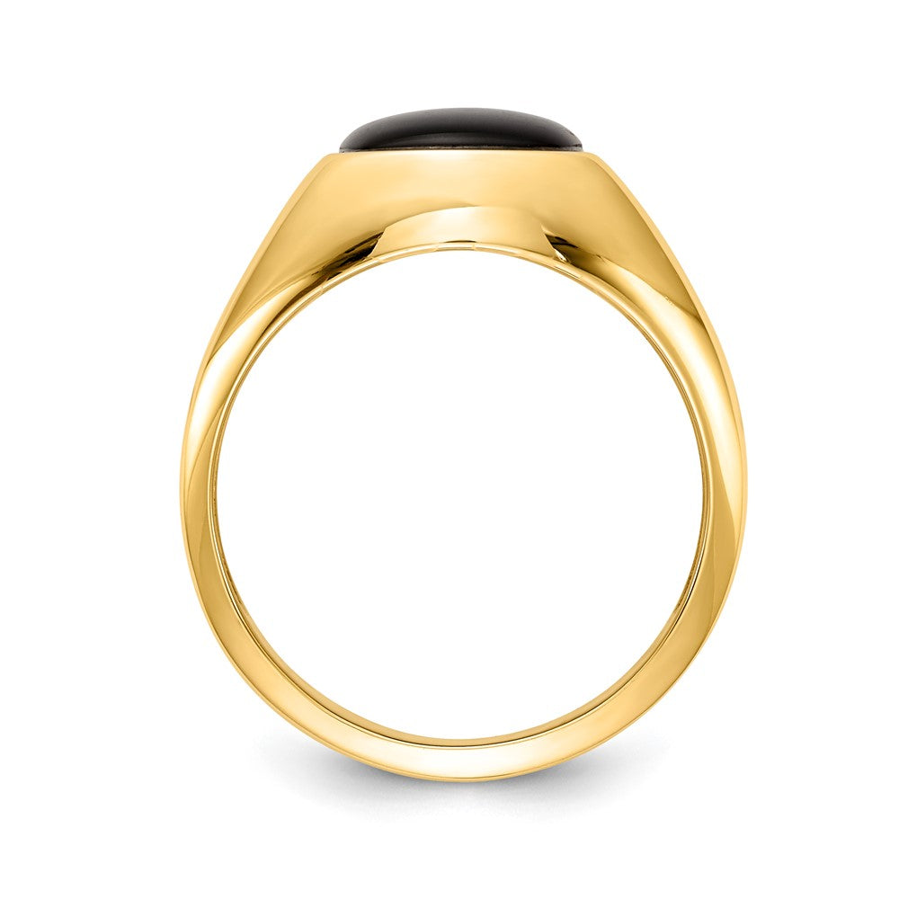 IB Goodman 14k Cushion Onyx and AA Diamond Mens Ring
