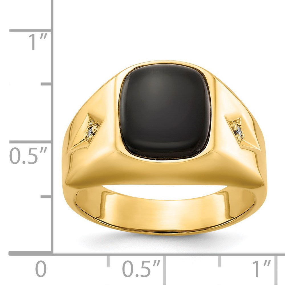 IB Goodman 14k Cushion Onyx and AAA Diamond Mens Ring
