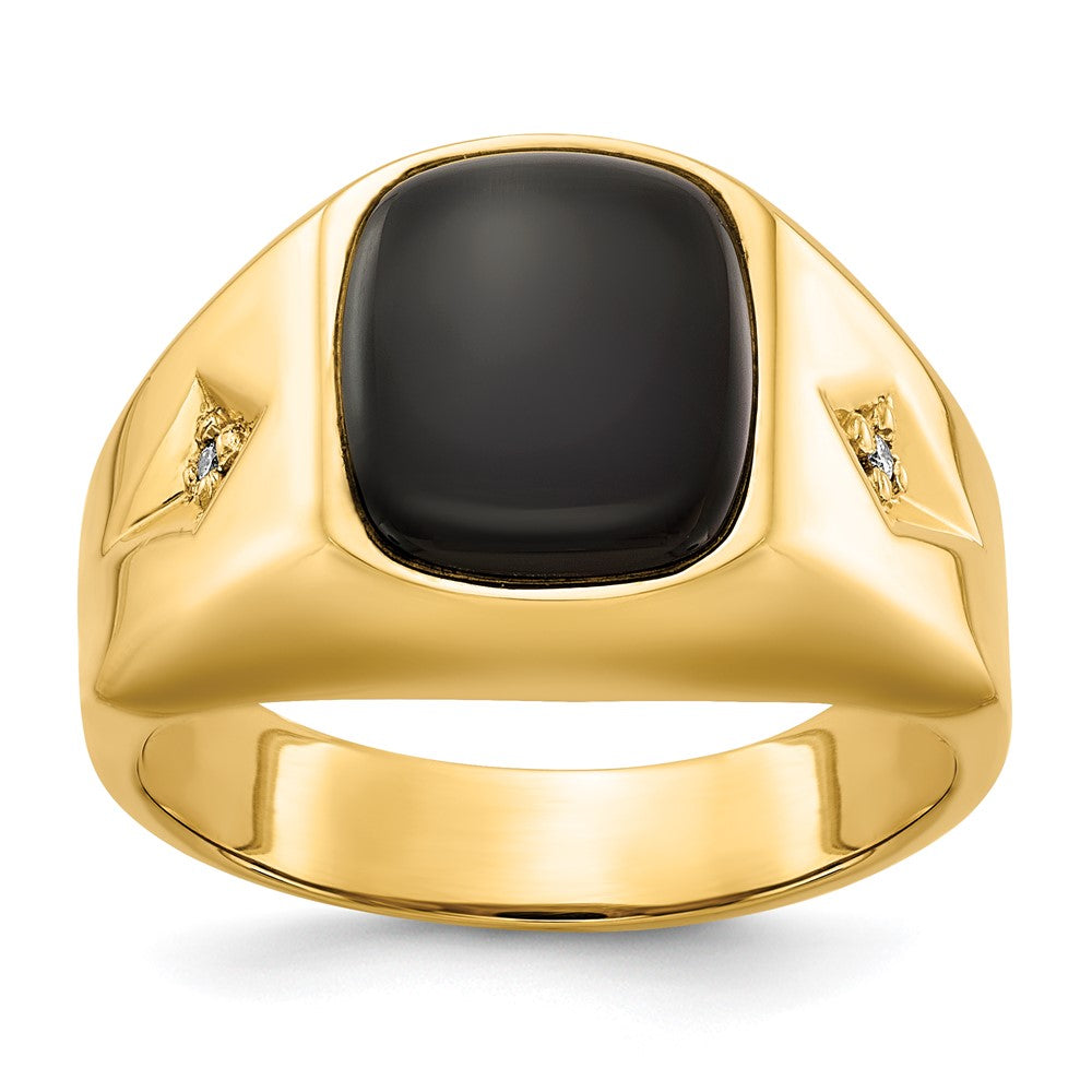 IB Goodman 14k Cushion Onyx and A Diamond Mens Ring