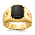 IB Goodman 14k Cushion Onyx and AA Diamond Mens Ring