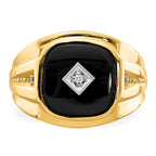 IB Goodman 14k Cushion Onyx and AA Diamond Mens Ring