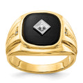 IB Goodman 14k Cushion Onyx and A Diamond Mens Ring