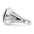 IB Goodman 14k White Gold Cushion Onyx and AA Diamond Mens Ring