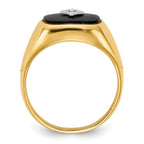 IB Goodman 14k Cushion Onyx and A Diamond Mens Ring