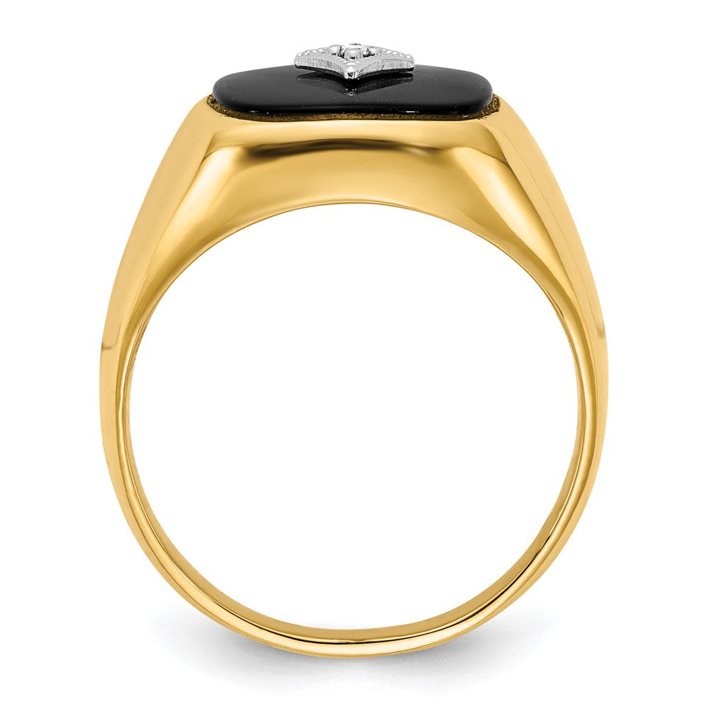 IB Goodman 14k Cushion Onyx and AA Diamond Mens Ring