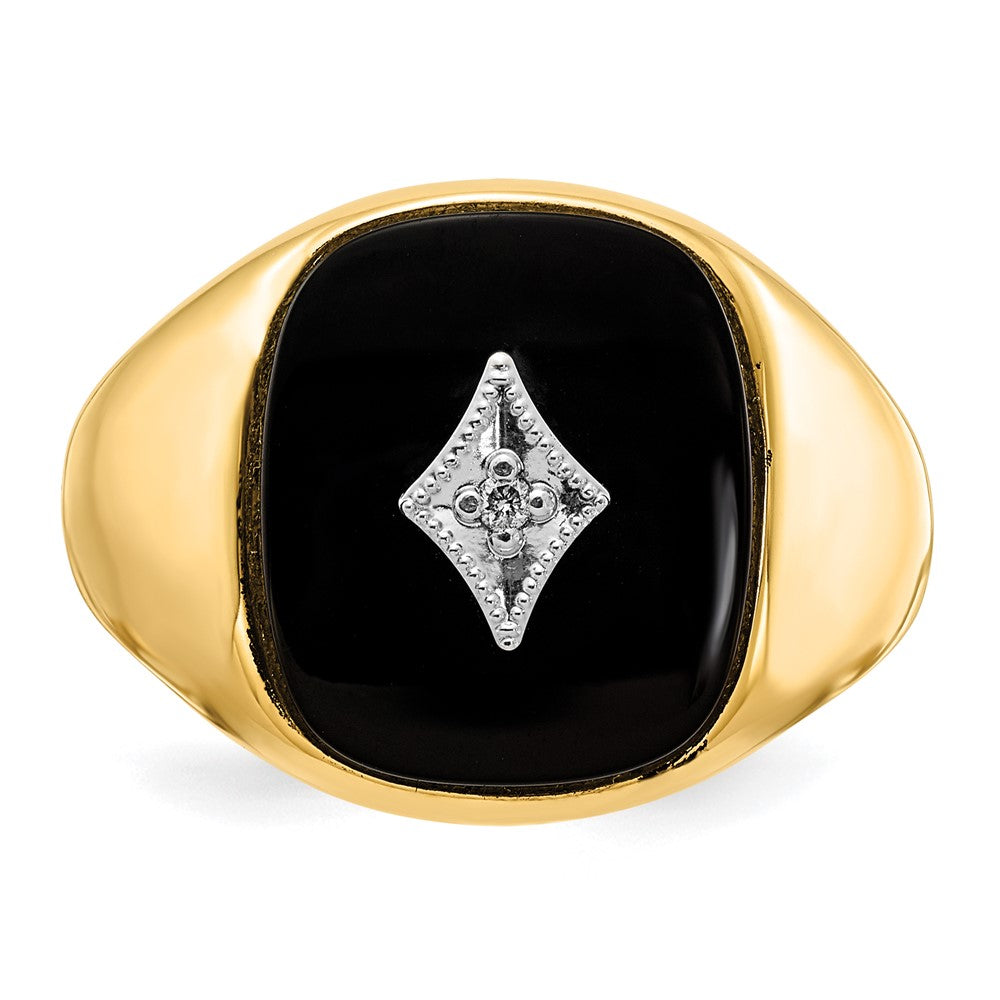 IB Goodman 14k Cushion Onyx and A Diamond Mens Ring