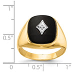 IB Goodman 14k Cushion Onyx and AAA Diamond Mens Ring