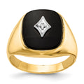 IB Goodman 14k Cushion Onyx and AAA Diamond Mens Ring