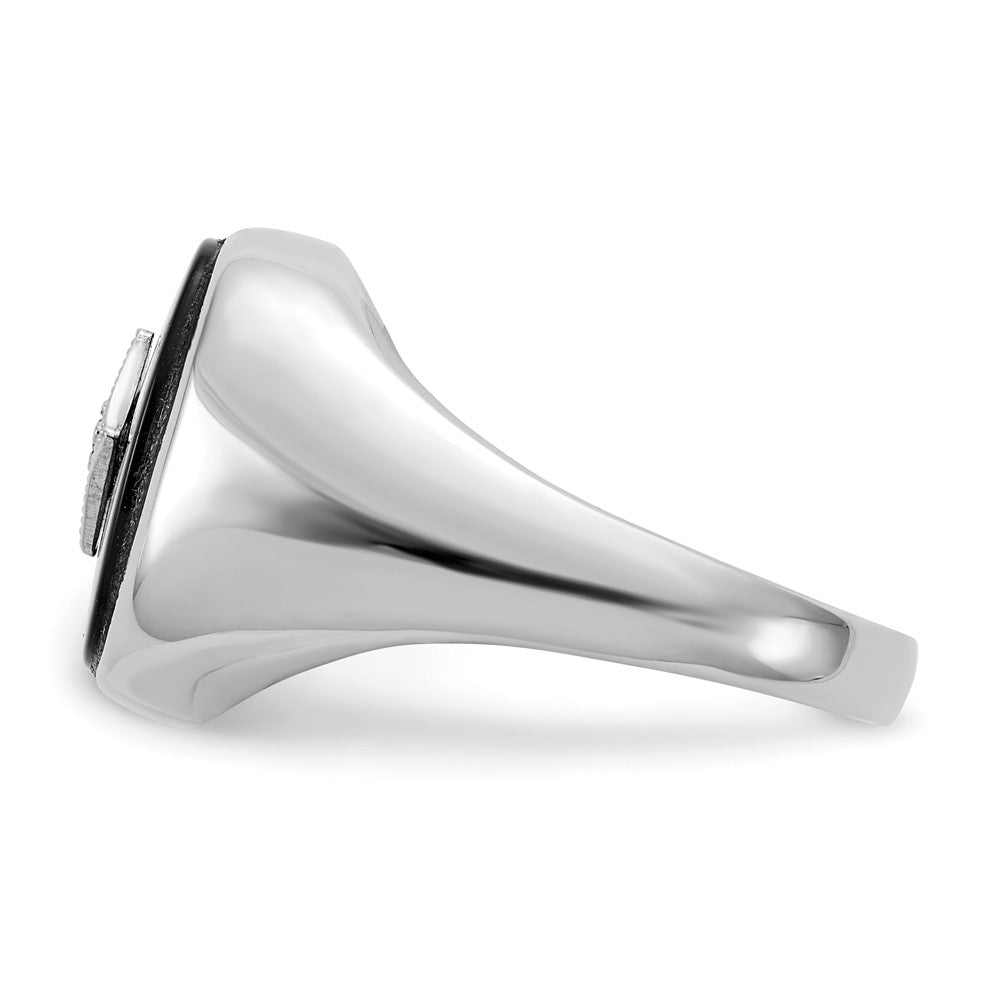 IB Goodman 14k White Gold Cushion Onyx and A Diamond Mens Ring