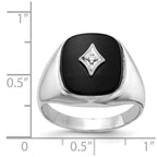 IB Goodman 14k White Gold Cushion Onyx and A Diamond Mens Ring