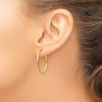 14k 2x25mm Polished Tube Hoop Non-pierced Earrings