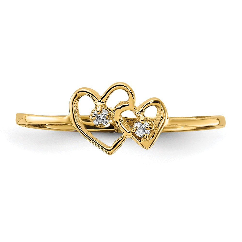 14k Polished VS Diamond Two Hearts Ring