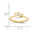14k Polished AA Diamond Two Hearts Ring