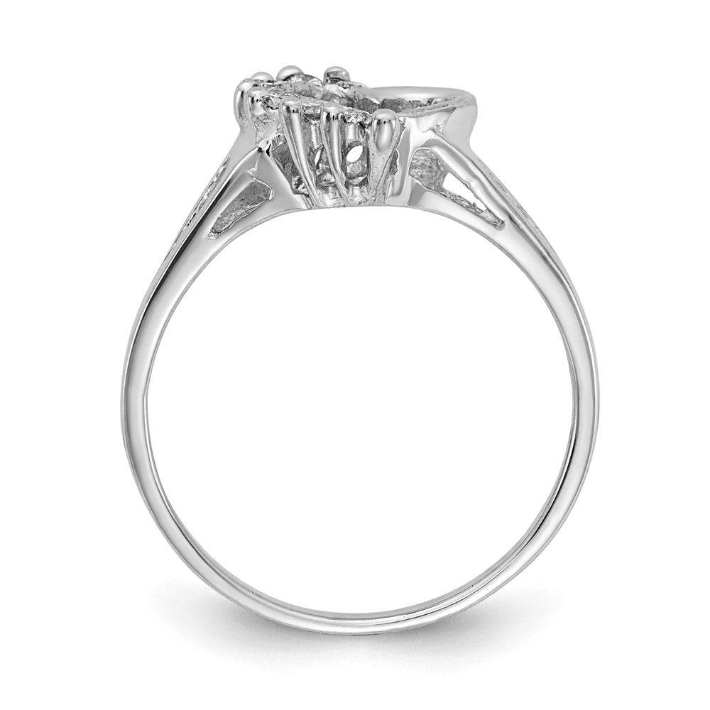 14k White Gold Polished 1/8 carat AAA Diamond Heart Ring