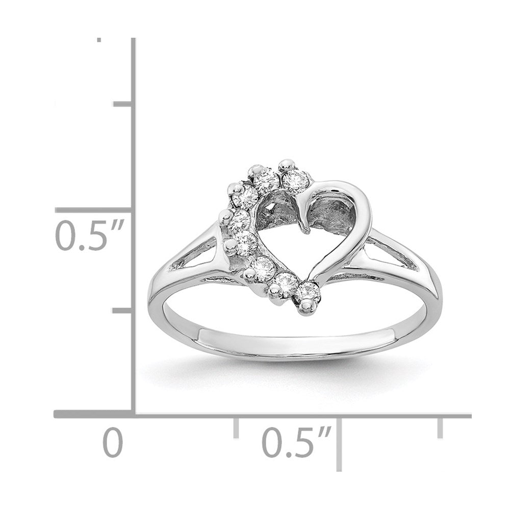 14k White Gold Polished 1/8 carat AA Diamond Heart Ring