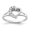 14k White Gold Polished 1/8 carat AA Diamond Heart Ring
