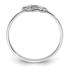 14k White Gold Polished VS Diamond Two Hearts Ring
