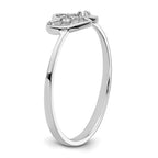 14k White Gold Polished AA Diamond Two Hearts Ring