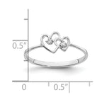 14k White Gold Polished A Diamond Two Hearts Ring