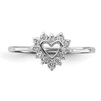 14k White Gold Polished 1/6 carat AA Diamond Heart Ring