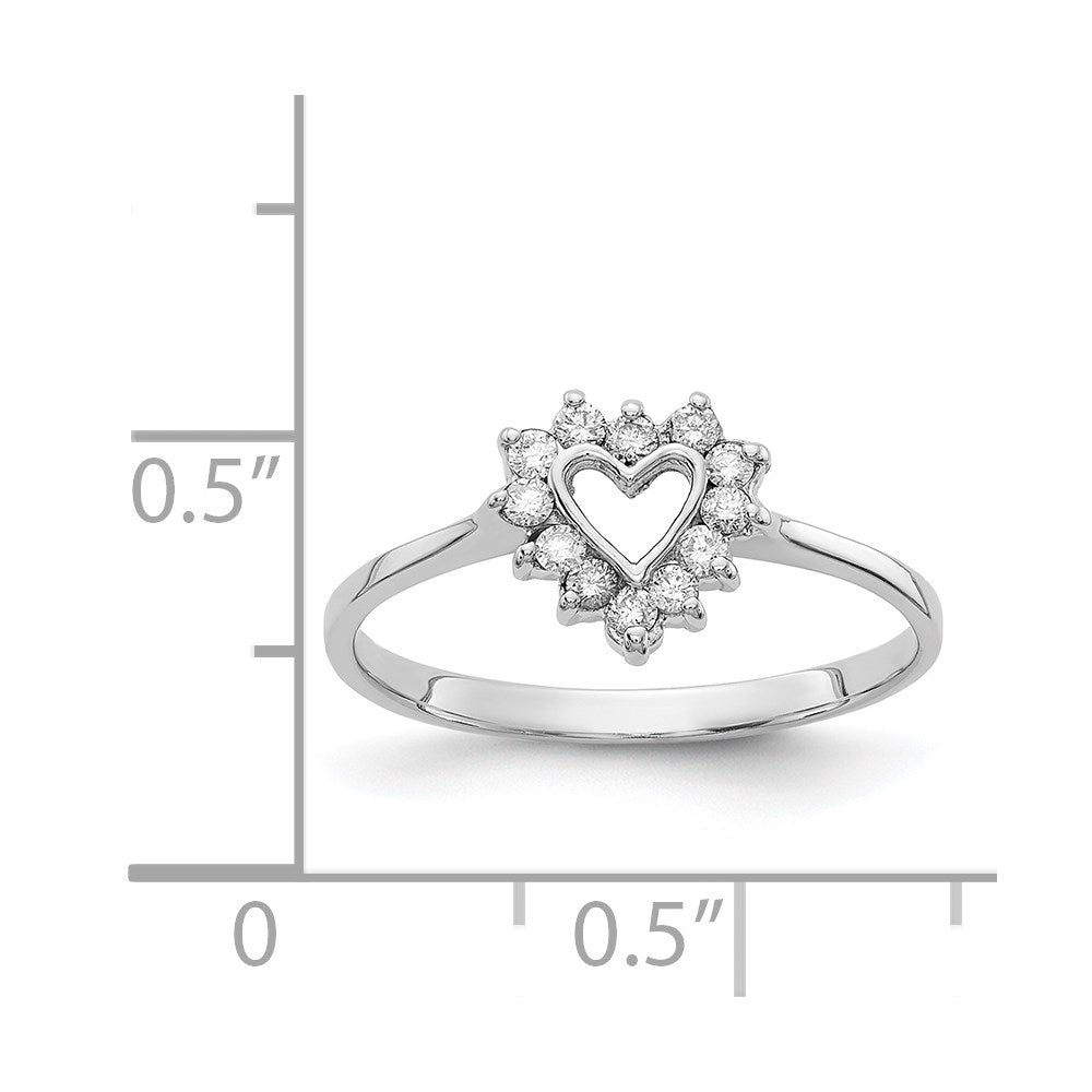 14k White Gold Polished 1/6 carat AA Diamond Heart Ring