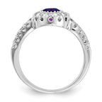 14k White Gold 5mm Round Amethyst and 1/3 carat AA Diamond Halo Ring
