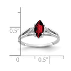 14k White Gold 8x4mm Marquise Garnet A Diamond ring