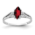 14k White Gold 8x4mm Marquise Garnet A Diamond ring