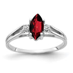 14k White Gold 8x4mm Marquise Garnet A Diamond ring