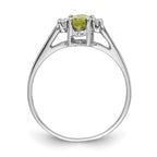 14k White Gold 8x4mm Marquise Peridot and 1/20 carat AA Diamond Ring
