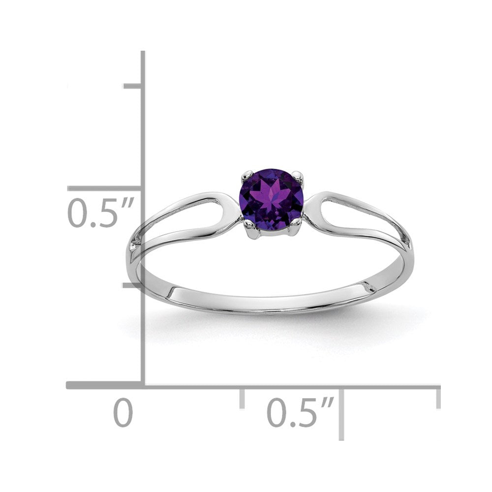 14k White Gold 4mm Round Amethyst Split Shank Ring