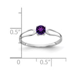 14k White Gold 4mm Round Amethyst Split Shank Ring