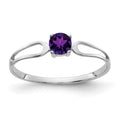 14k White Gold 4mm Round Amethyst Split Shank Ring