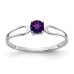14k White Gold 4mm Round Amethyst Split Shank Ring