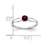 14k White Gold 4mm Round Garnet Split Shank Ring