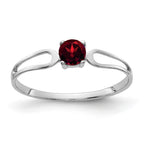 14k White Gold 4mm Round Garnet Split Shank Ring