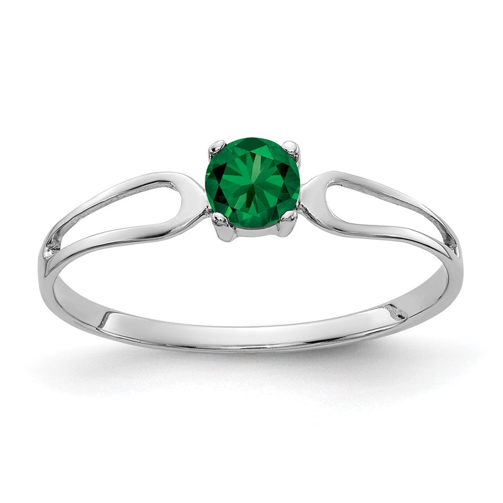 14k White Gold 4mm Round Mount St. Helens Split Shank Ring