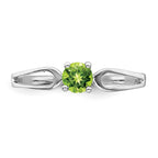 14k White Gold 4mm Round Peridot Split Shank Ring