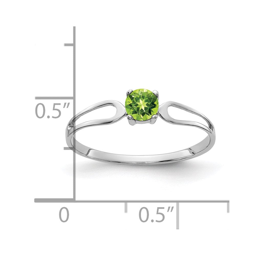 14k White Gold 4mm Round Peridot Split Shank Ring