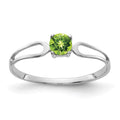 14k White Gold 4mm Round Peridot Split Shank Ring