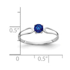 14k White Gold 4mm Round Blue Sapphire Split Shank Ring