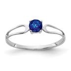14k White Gold 4mm Round Blue Sapphire Split Shank Ring