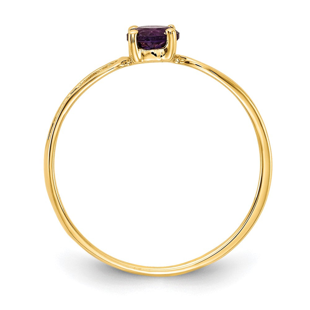 14k 4mm Round Amethyst Split Shank Ring