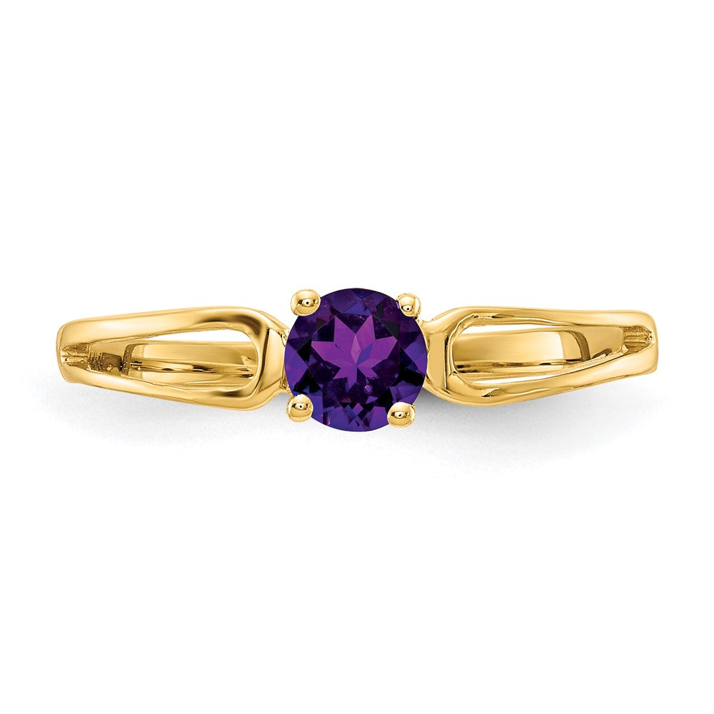 14k 4mm Round Amethyst Split Shank Ring
