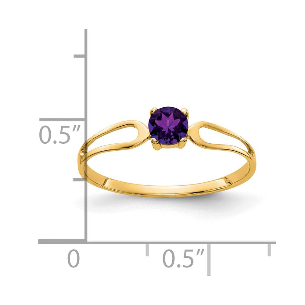 14k 4mm Round Amethyst Split Shank Ring
