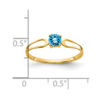 14k 4mm Round Blue Topaz Split Shank Ring