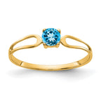 14k 4mm Round Blue Topaz Split Shank Ring