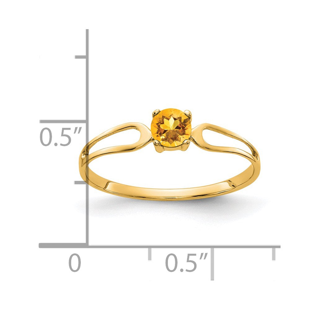 14k 4mm Round Citrine Split Shank Ring