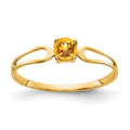 14k 4mm Round Citrine Split Shank Ring